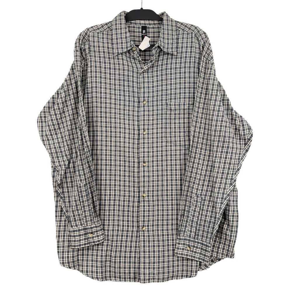 Makaveli Button Down Shirt Mens 2X 100% Cotton Black White Plaid Long Sleeve